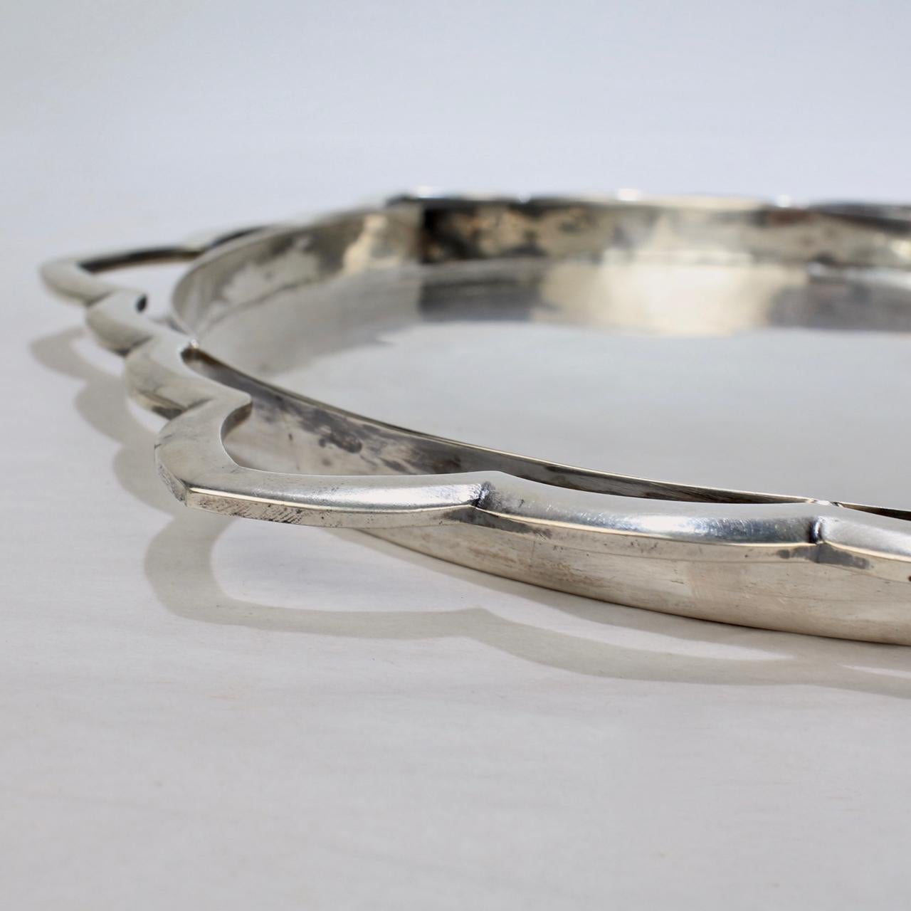 American Modernist Handwrought Sterling Silver Tray by Henry Petzal, 1970s 1