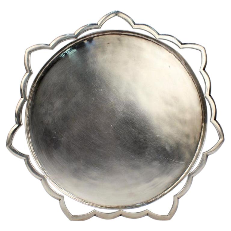 American Modernist Handwrought Sterling Silver Tray by Henry Petzal, 1970s