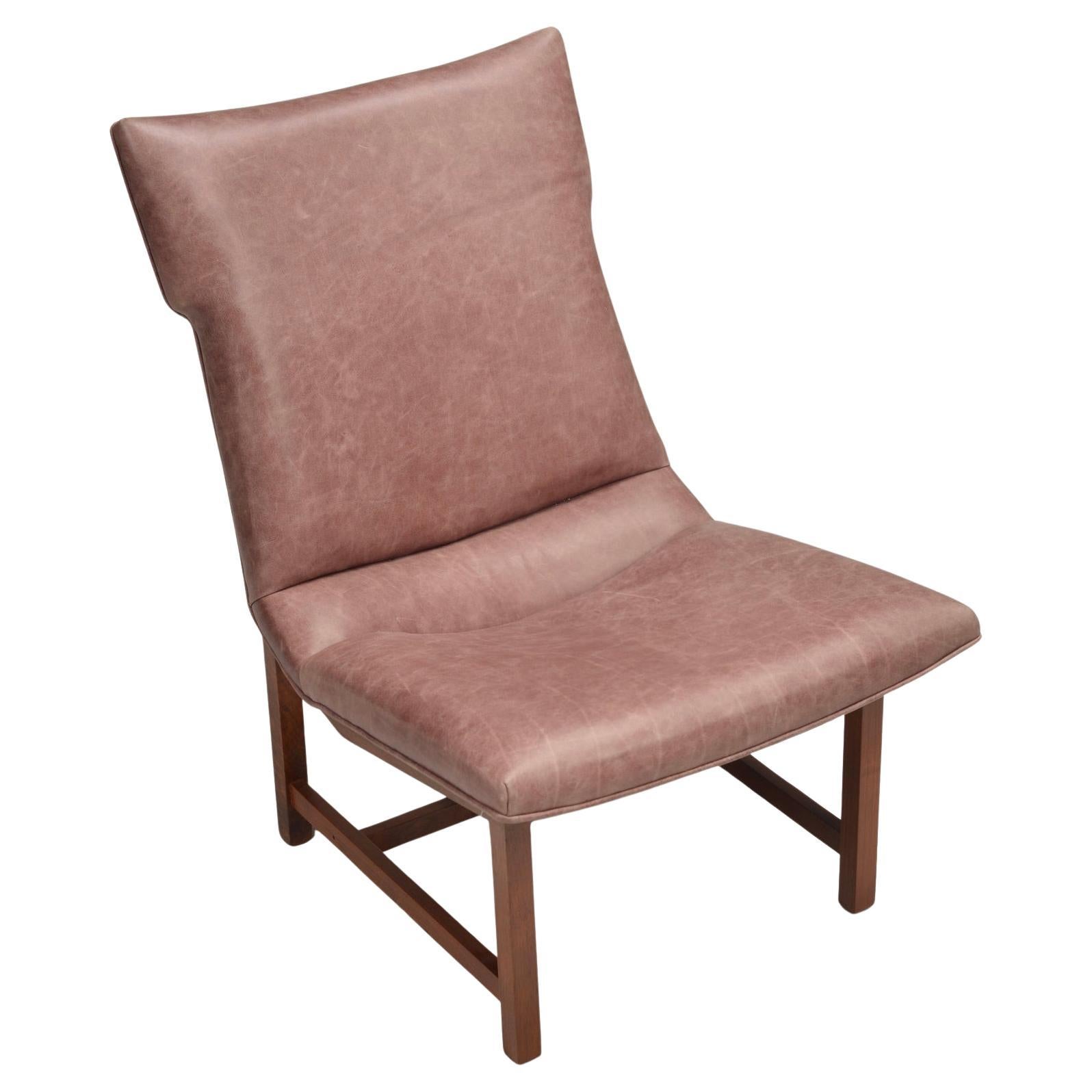 American Modernist Leather Lounge Chairs - Two Available For Sale