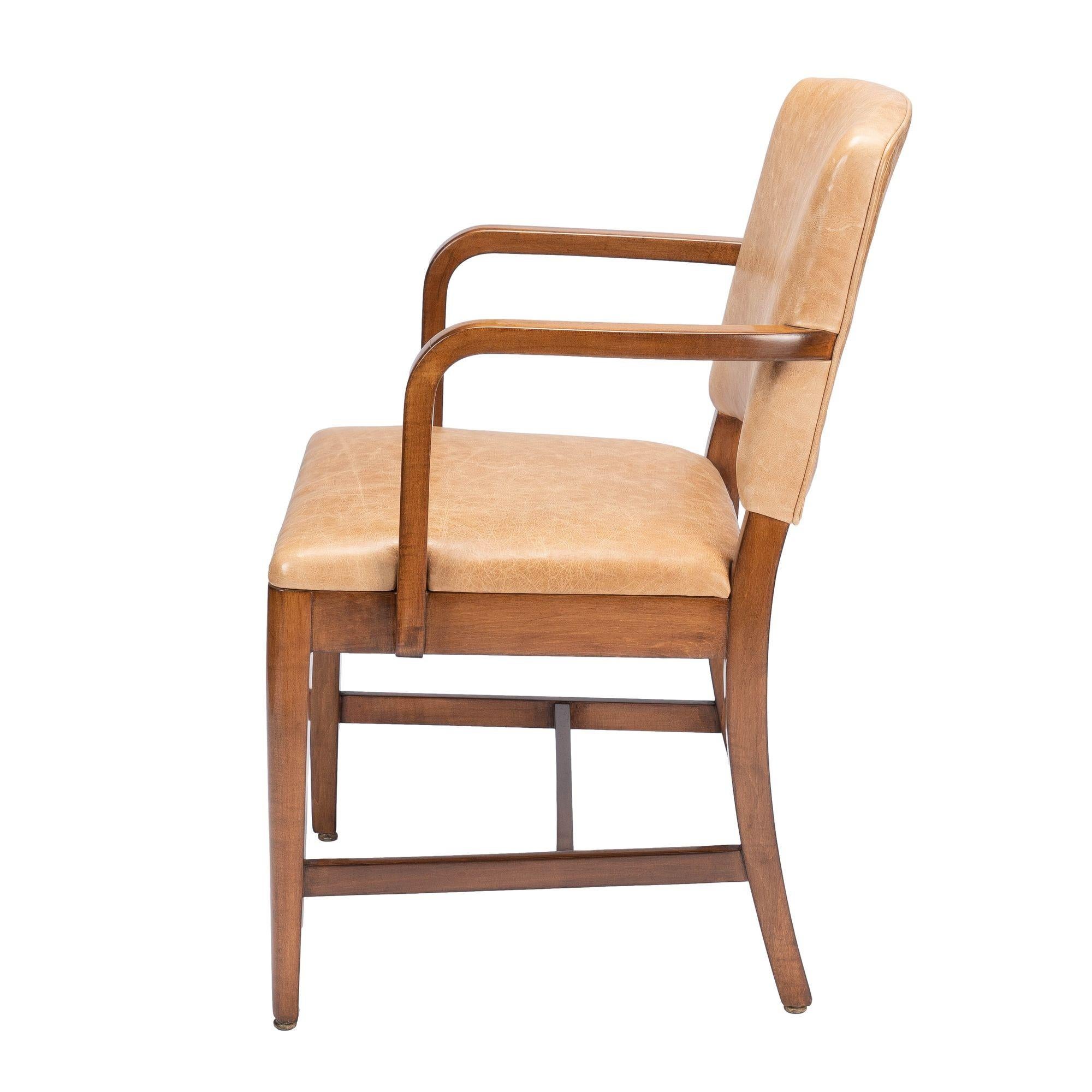 Mid-Century Modern American Modernist Maple & Leather Armchair, c. 1940 For Sale