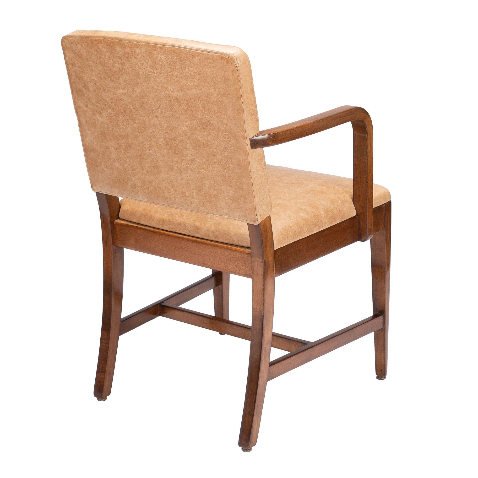 American Modernist Maple & Leather Armchair, c. 1940 For Sale 1