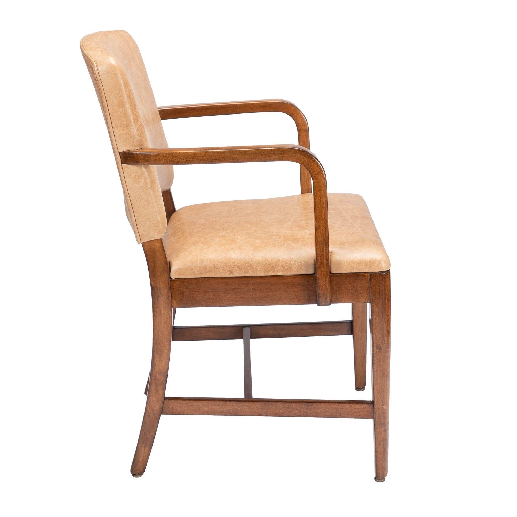 American Modernist Maple & Leather Armchair, c. 1940 For Sale 2