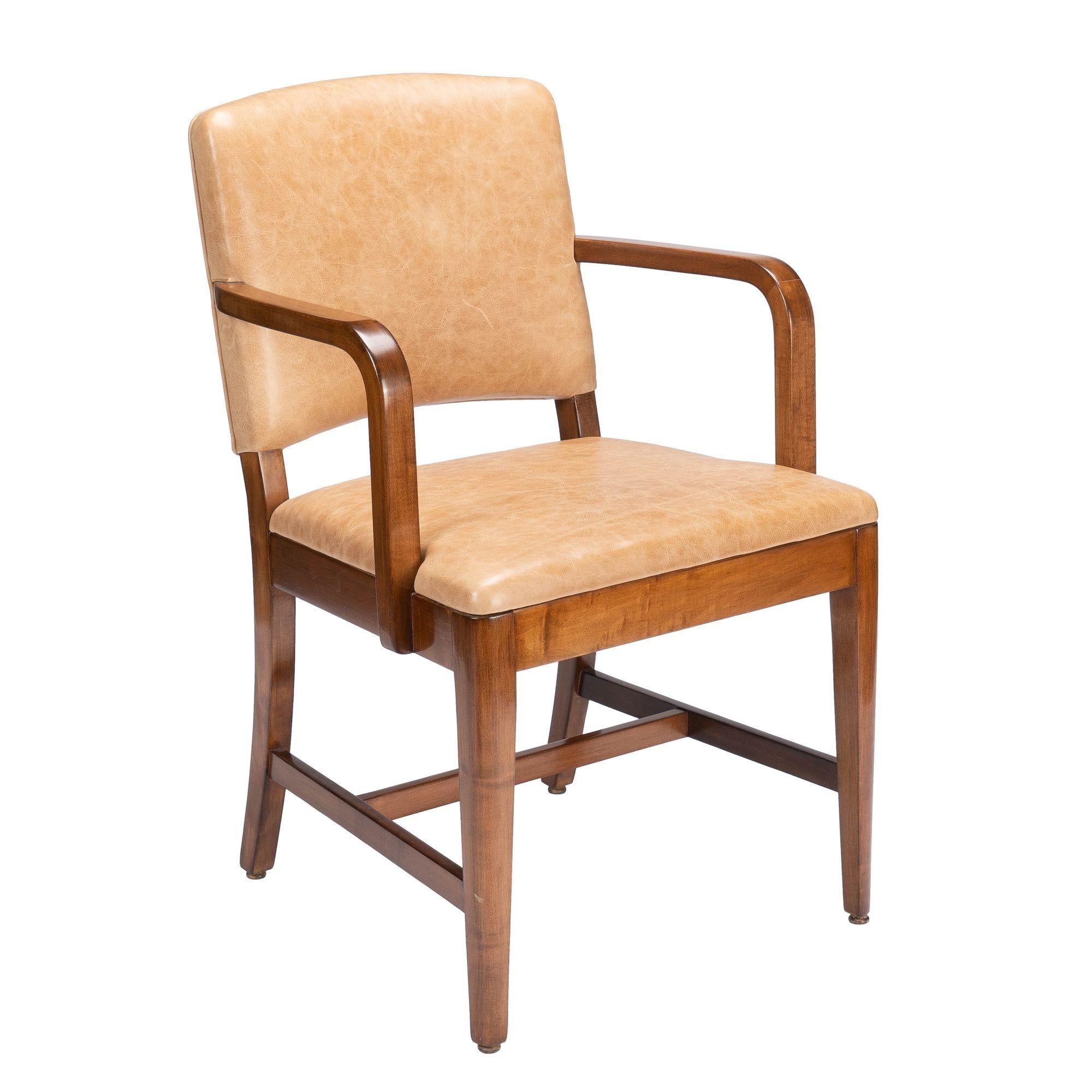 American Modernist Maple & Leather Armchair, c. 1940 For Sale 3