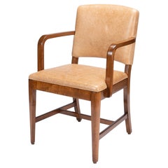 American Modernist Maple & Leather Armchair, c. 1940