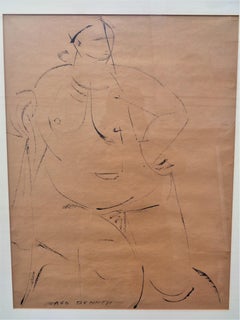 Contour Painting Male Nude Figure, Circa 1960