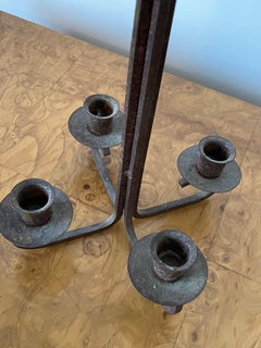 American Modernist Patinated Wrought Iron Candelbra