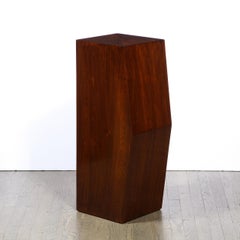 American Modernist Sculptural Bookmatched Walnut Faceted Minimalist Pedestal