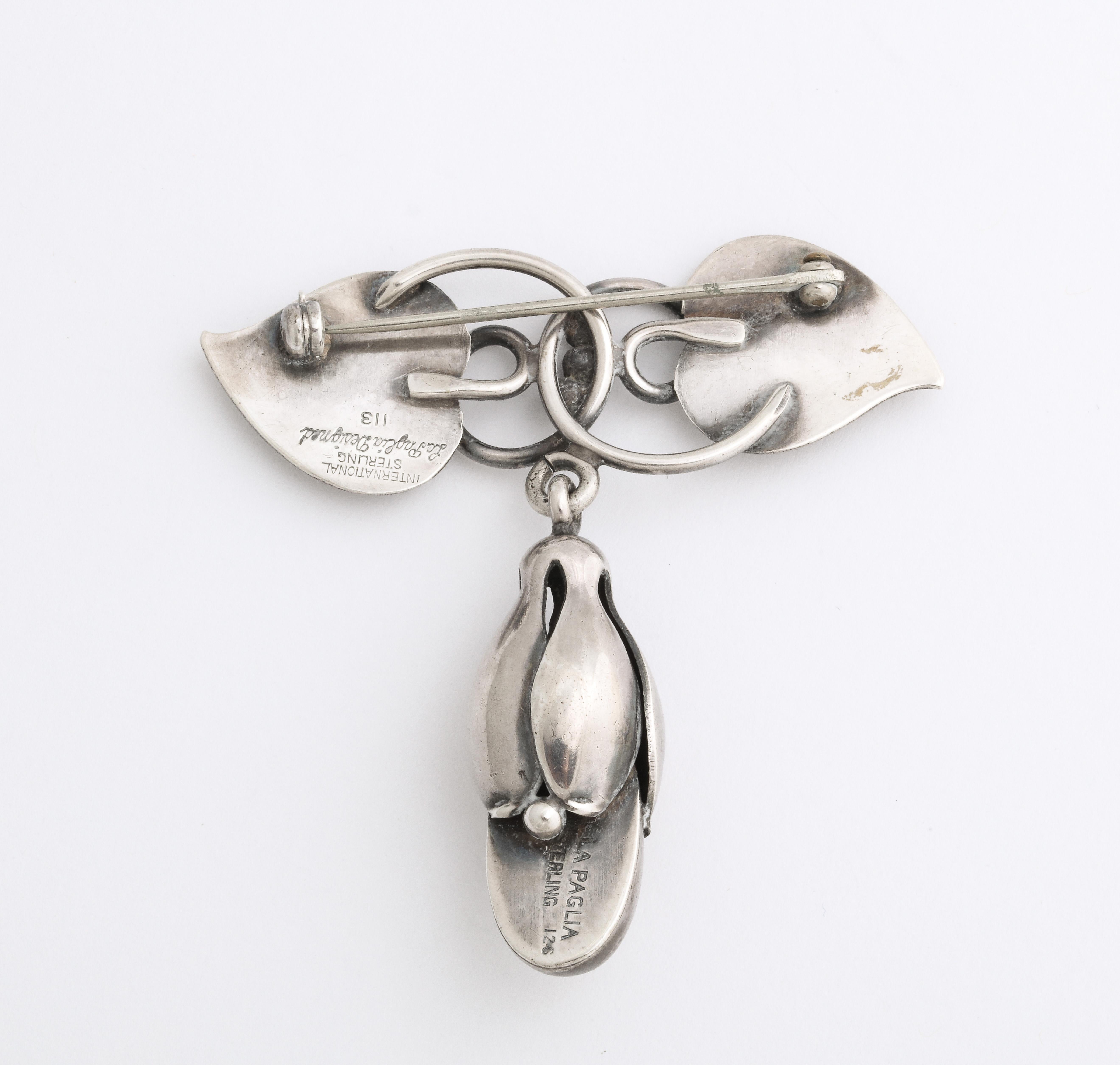 American Modernist Silver Brooch by La Paglia, 1940 For Sale 1