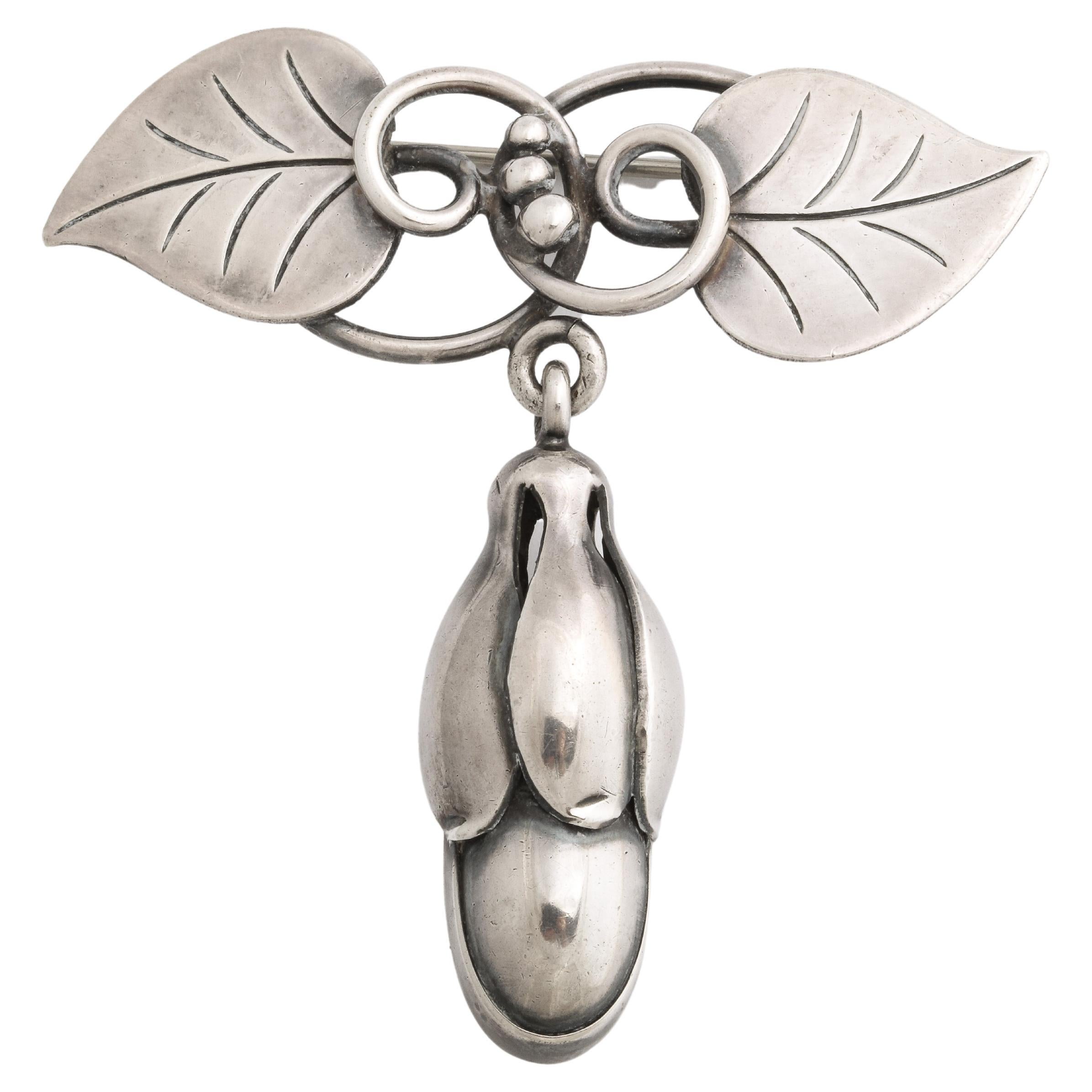 American Modernist Silver Brooch by La Paglia, 1940 For Sale