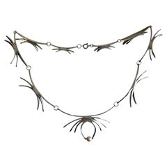Amerikanische Modernist Sterling Silber Perle verbunden Halskette