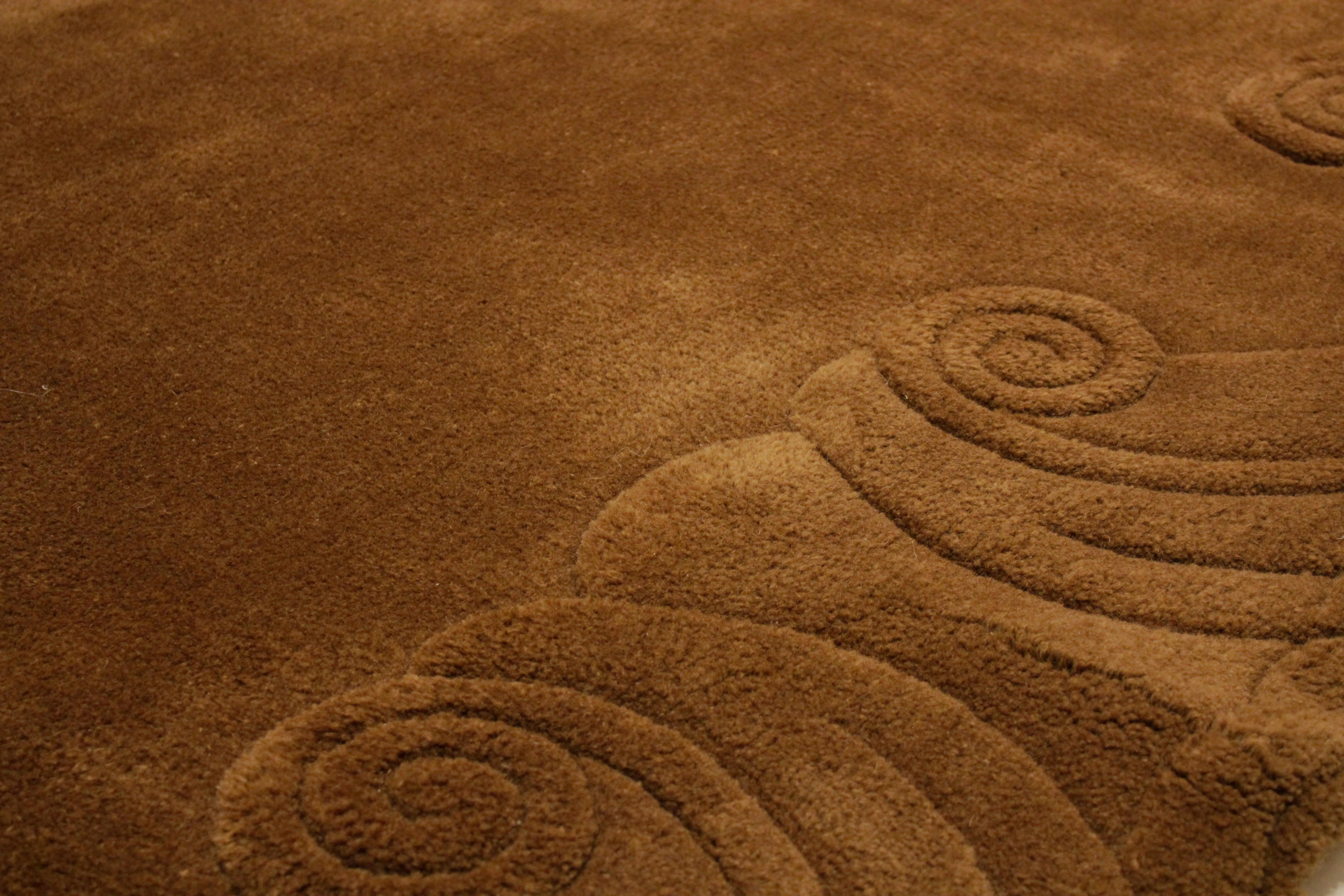 Art Deco American Modernist Textured Mocha Brown Open Field Square Carpet by V'Soske