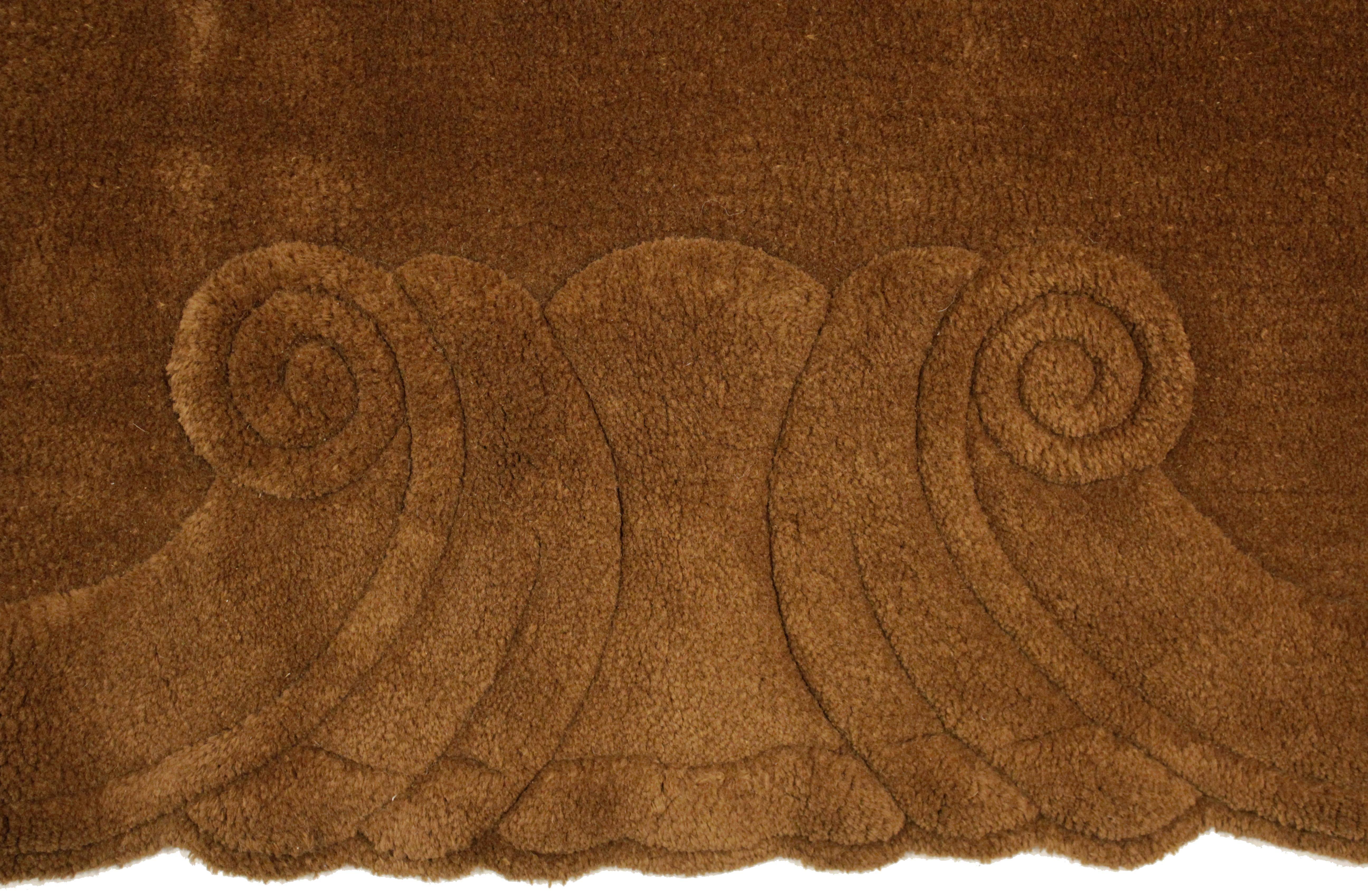 American Modernist Textured Mocha Brown Open Field Square Carpet by V'Soske In Good Condition In Milan, IT