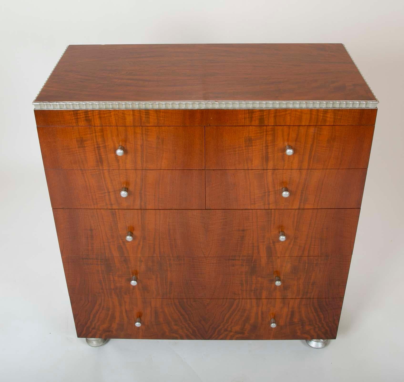 Painted 1930's  American Modernist Walnut Chest of Drawers  For Sale
