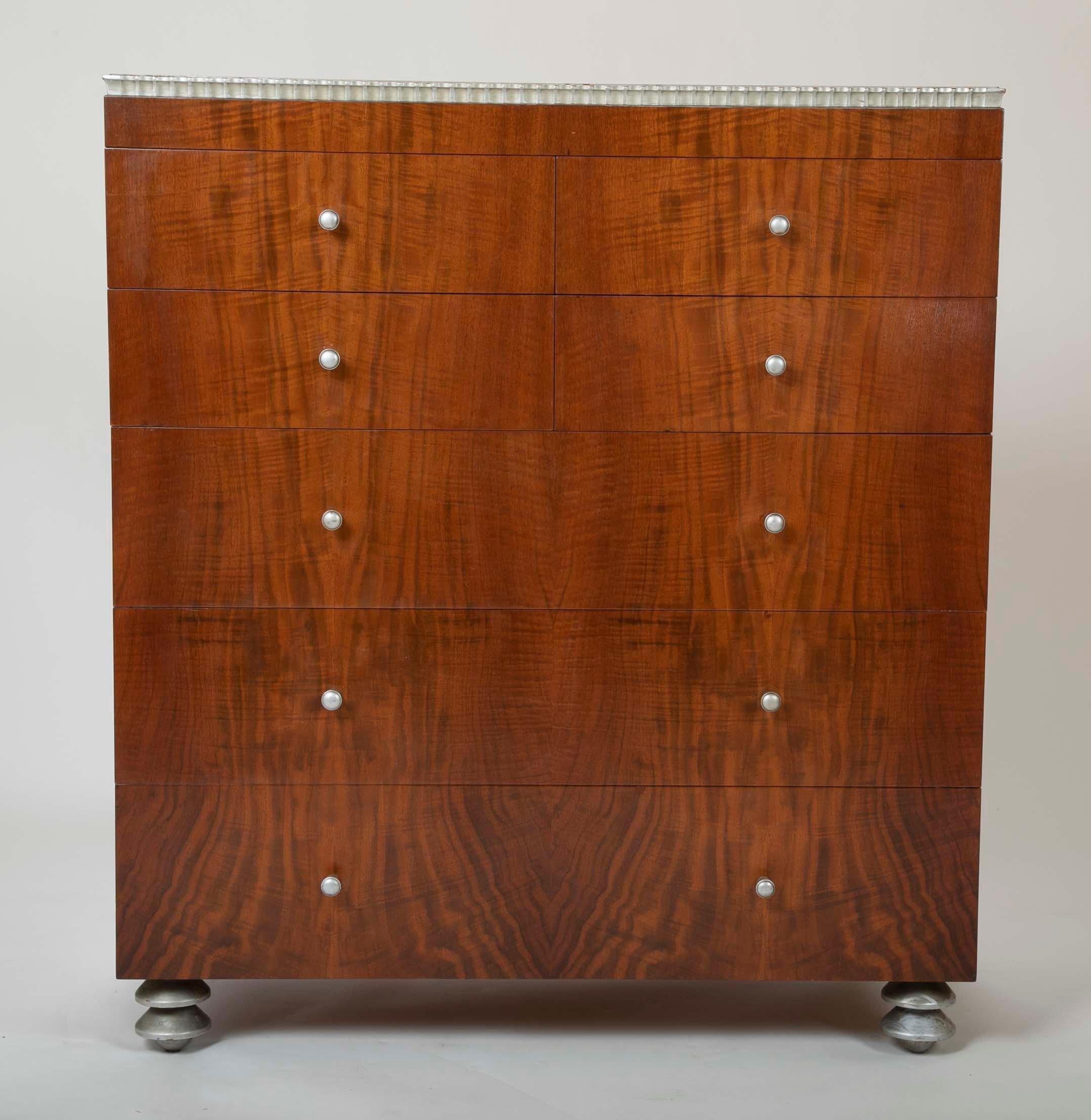 20th Century 1930's  American Modernist Walnut Chest of Drawers 
