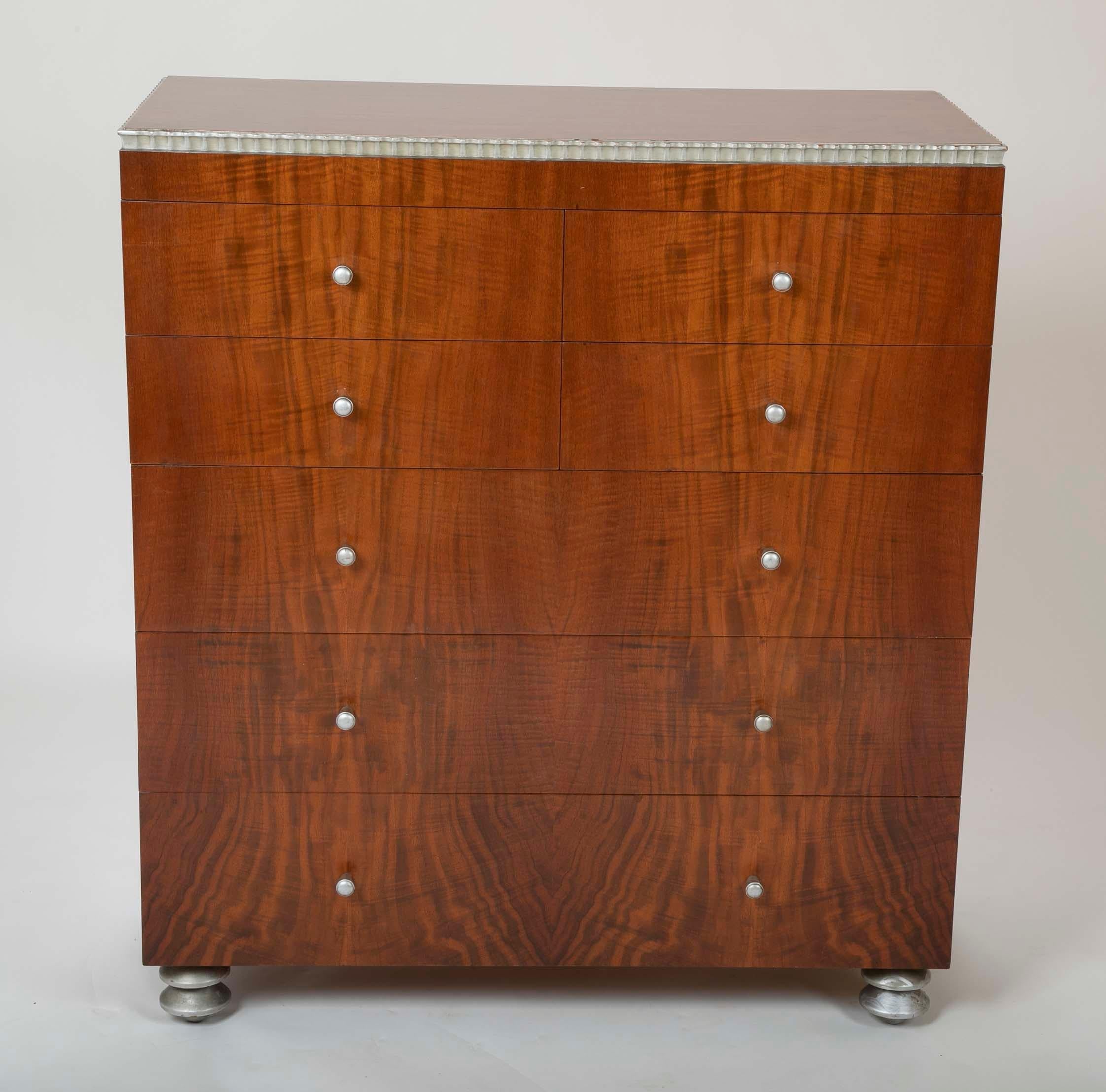 1930's  American Modernist Walnut Chest of Drawers  1