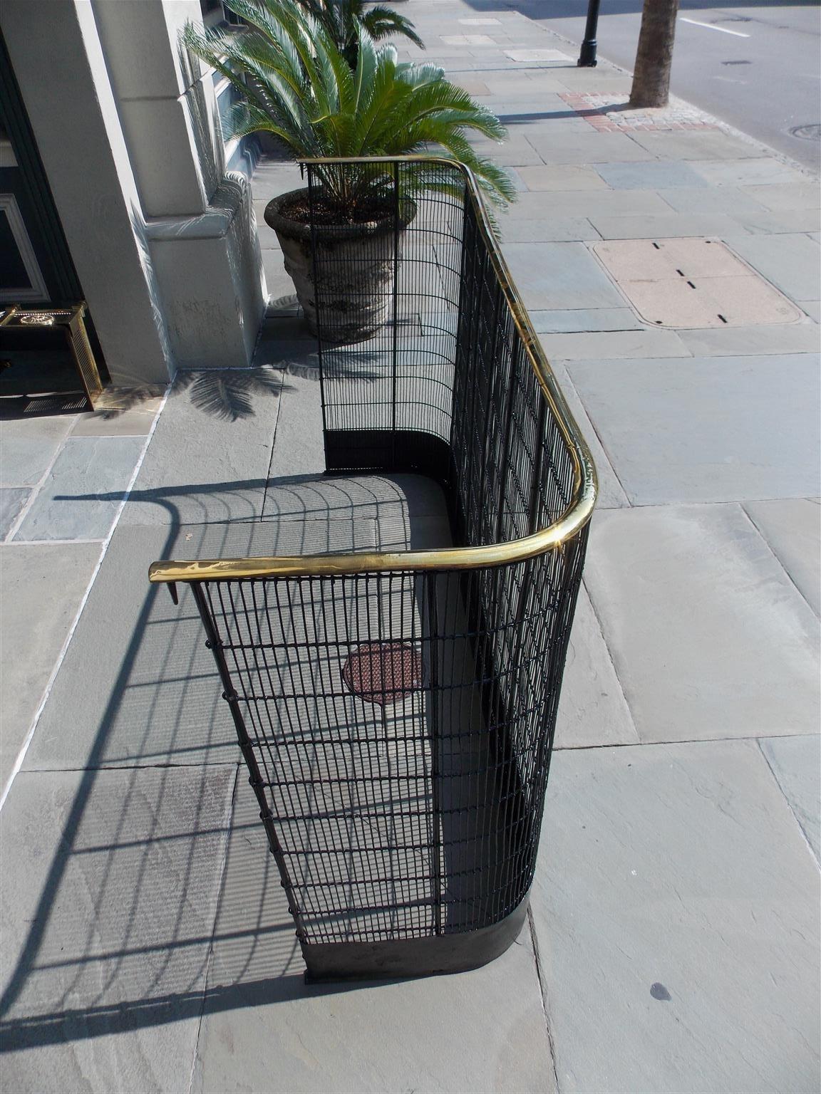 American Monumental Brass Rail and Wire Work Fireplace Screen with Hooks C. 1810 2