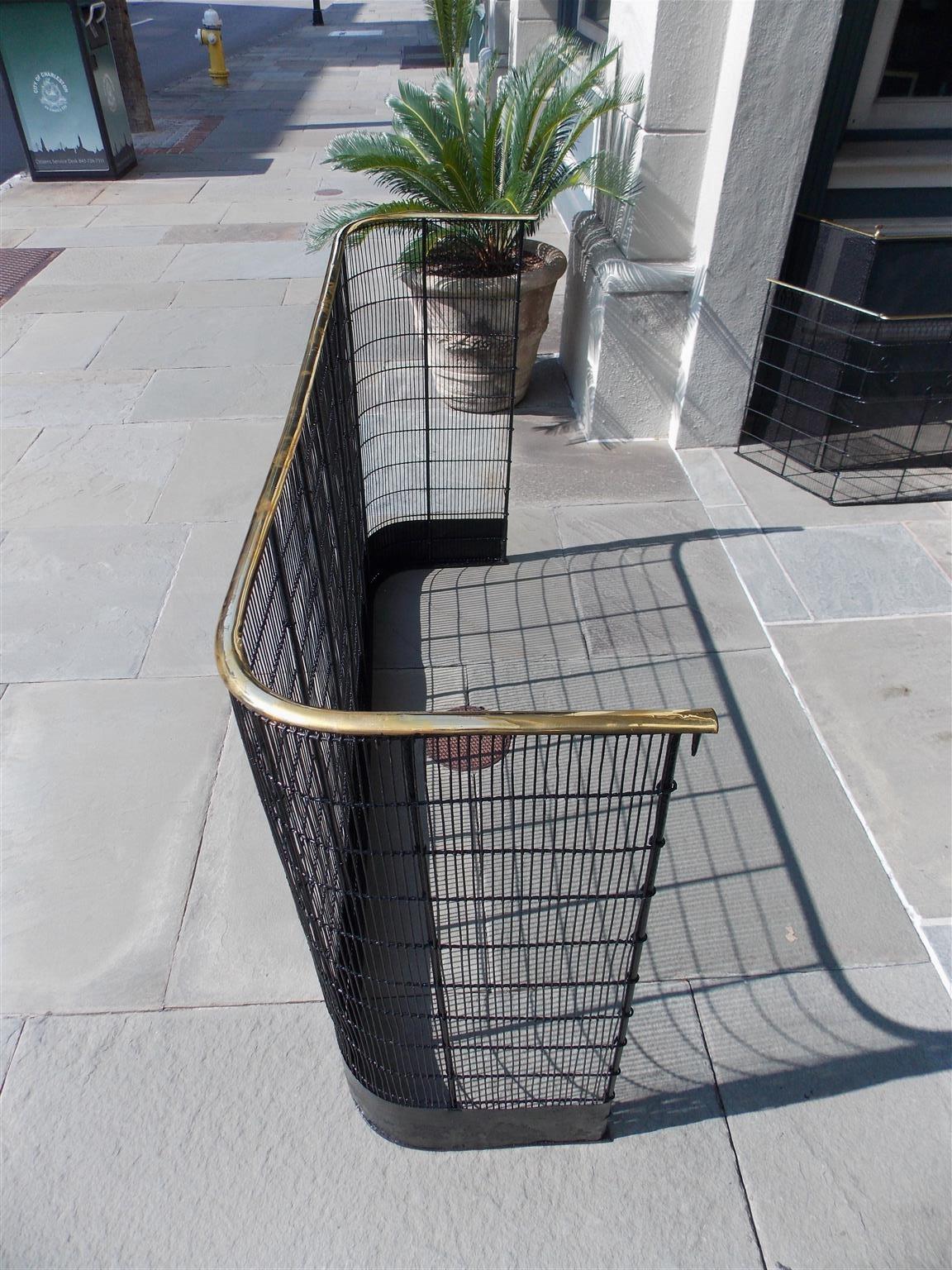 American Monumental Brass Rail and Wire Work Fireplace Screen with Hooks C. 1810 3