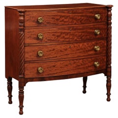 American Moses Mellen Boston Federal Bowfront Chest with 4 Drawers 