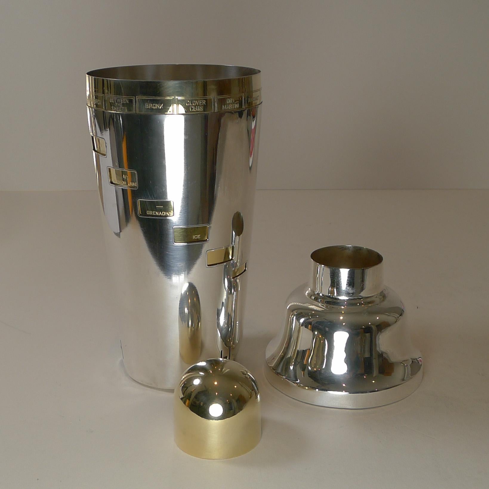 American Napier Recipe / Menu Cocktail Shaker, c.1930's 2