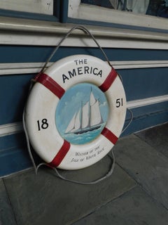 American Nautical Painted Life Ring with Sailing Vessel Isle of White Race, 1851