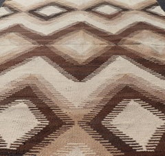 American Navajo Rug with Geometric Diamond All-Over Design in Tan, Brown, Cream