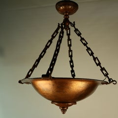American  Neo-Classical Bronze Hemispherical Martele Ceiling Fixture