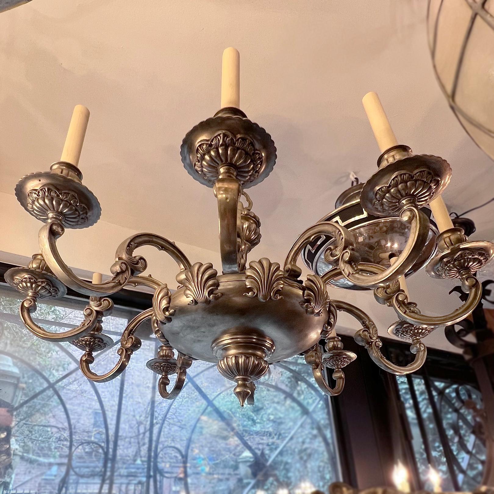 American Neoclassic Silver Plated Chandelier For Sale 3
