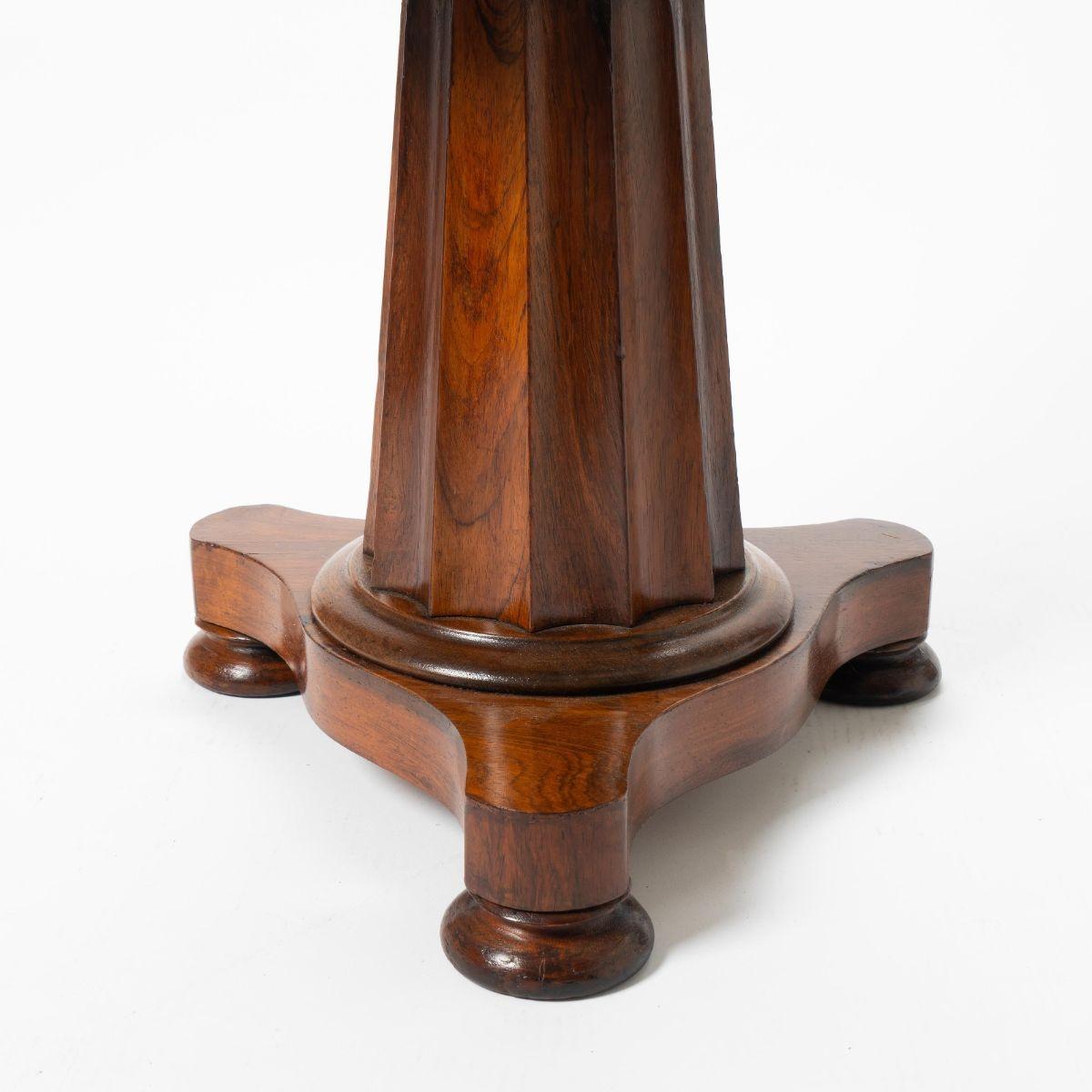 American Neoclassic Upholstered Rosewood Pedestal Piano Stool, c. 1830 In Good Condition For Sale In Kenilworth, IL