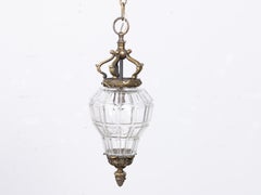 American Neoclassical Bronze and Cut Crystal Lantern in the Manner of Caldwell
