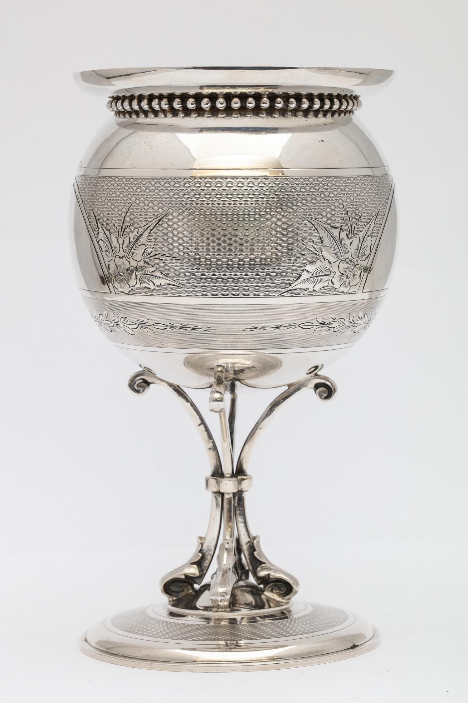 American, Neoclassical Coin Silver Vase by Gorham 10