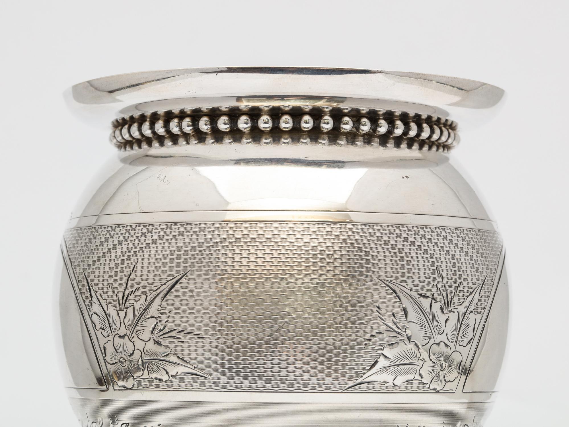 American, Neoclassical Coin Silver Vase by Gorham 11