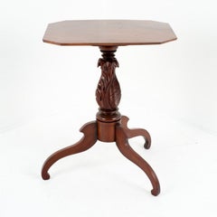 American Neoclassical Feather Carved Mahogany Tilt Top Tea Table, 1815