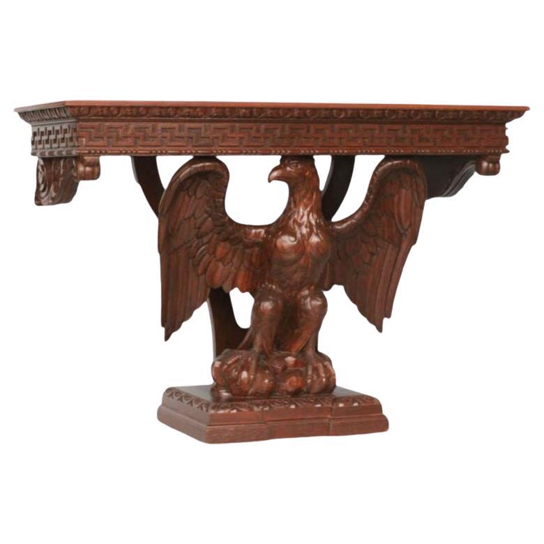 American Neoclassical Hand-Carved Eagle Console Table