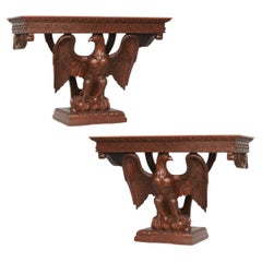 American Neoclassical Hand-Carved Eagle Console Table
