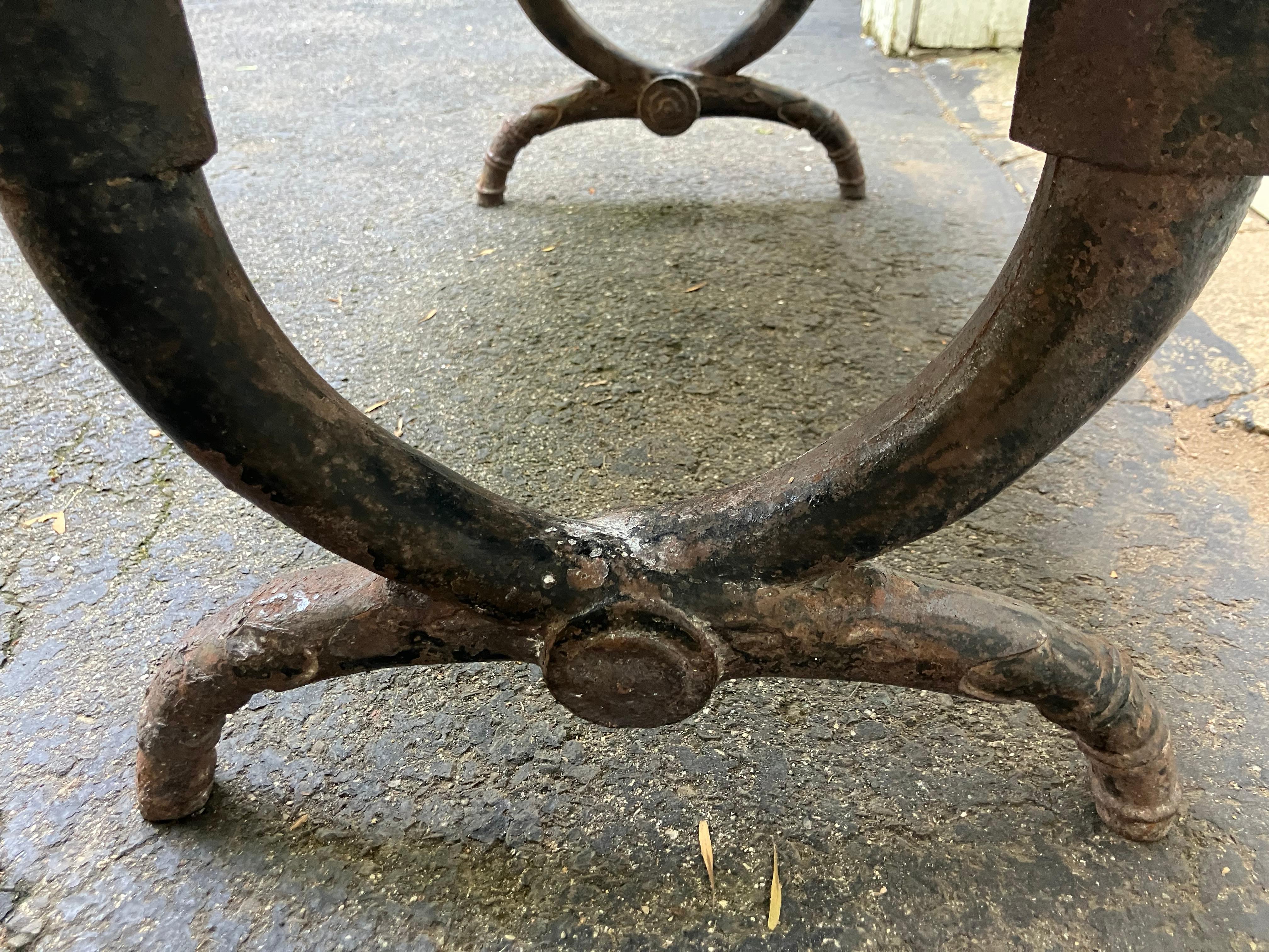 American Neoclassical Iron and Marble Bench For Sale 1