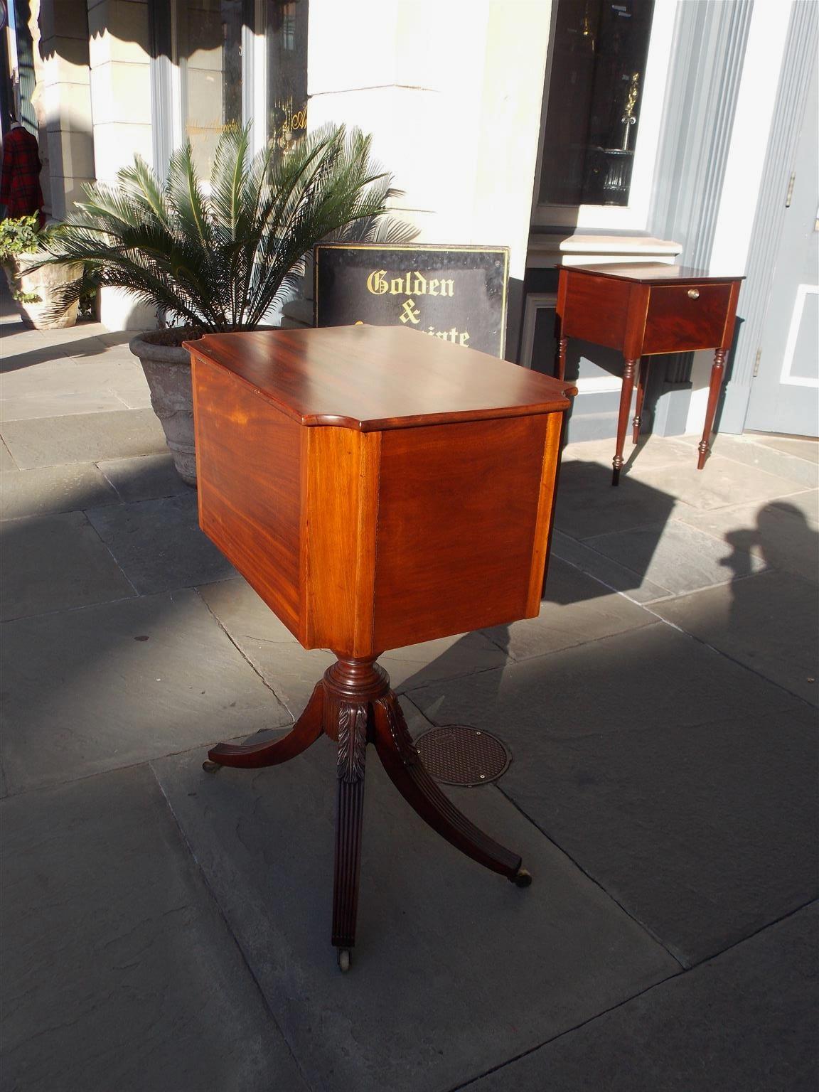 American Neoclassical Mahogany Work Table with Brass Casters, Phyfe, Circa 1815 For Sale 8