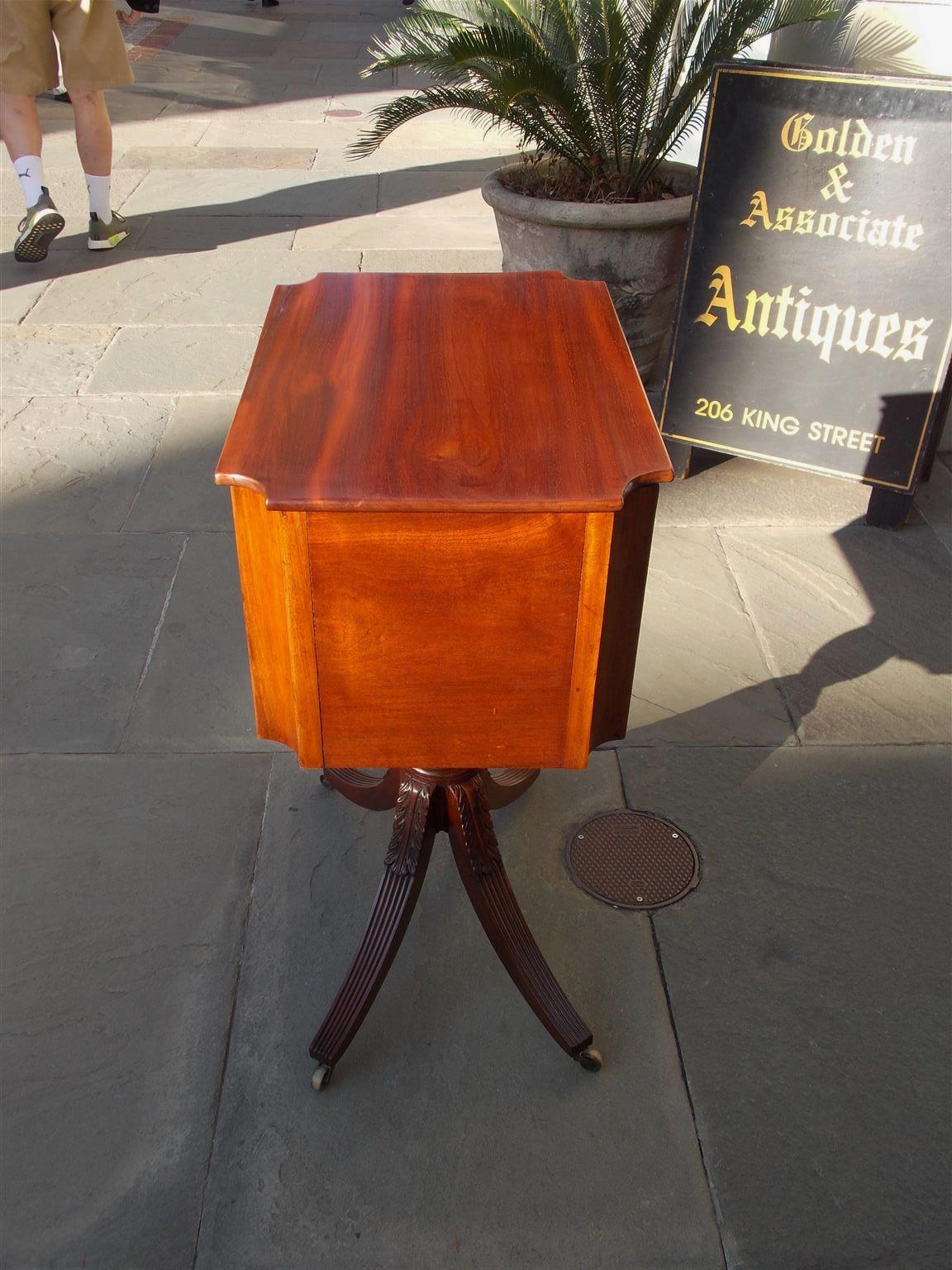 American Neoclassical Mahogany Work Table with Brass Casters, Phyfe, Circa 1815 For Sale 9