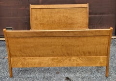 American Neoclassical Maple Sleigh Queen Size Bedstead