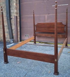 American Neoclassical Solid Cherry Semi-Poster Full Size Bed Frame