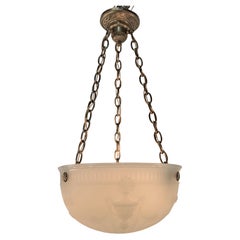 American Neoclassical Style Glass and Brass Chandelier #2