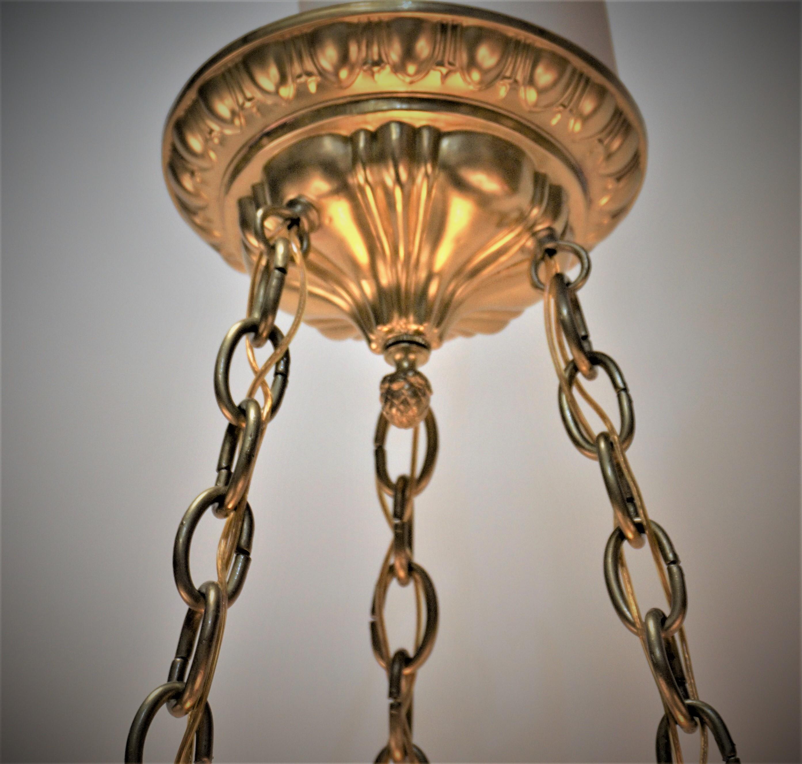 Early 20th Century American Neoclassical Style Glass and Brass Chandelier #3 For Sale
