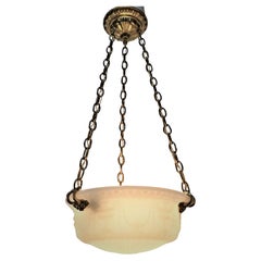 American Neoclassical Style Glass and Brass Chandelier #3