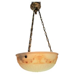 American Neoclassical Style Glass and Brass Chandelier #4