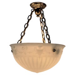 American Neoclassical Style Glass and Brass Chandelier