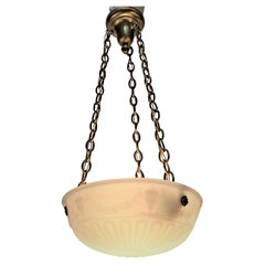 American Neoclassical Style Glass and Brass Chandelier 