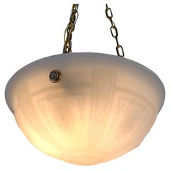 American Neoclassical Style Glass and Brass Chandelier