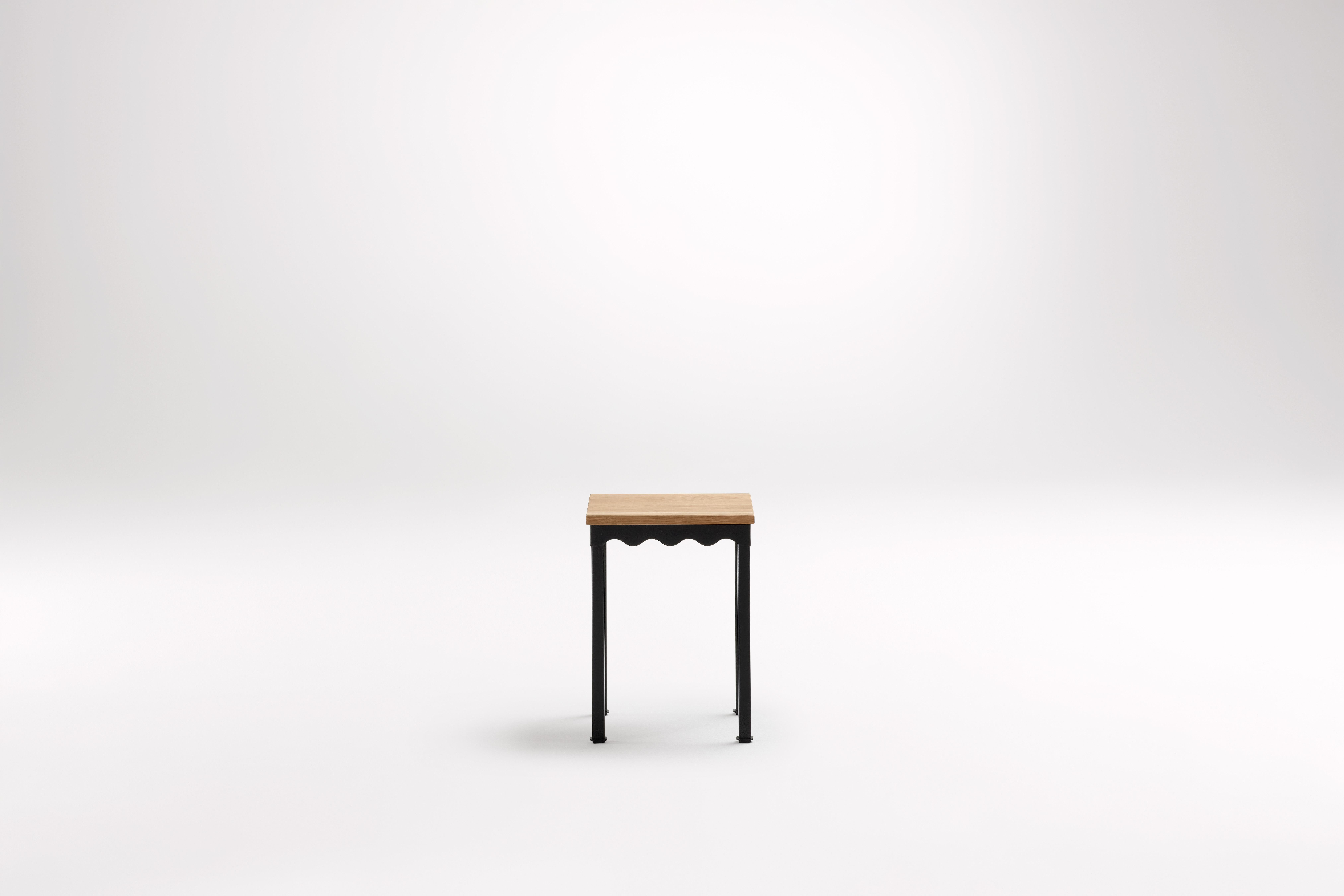 American Oak Bellini Low Stool by Coco Flip
Dimensions: D 34 x W 34 x H 45 cm
Materials: Timber / Stone tops, Powder-coated steel frame. 
Weight: 5 kg
Timber Tops :American Oak.
Frame Finishes: Textura Black.

Coco Flip is a Melbourne based