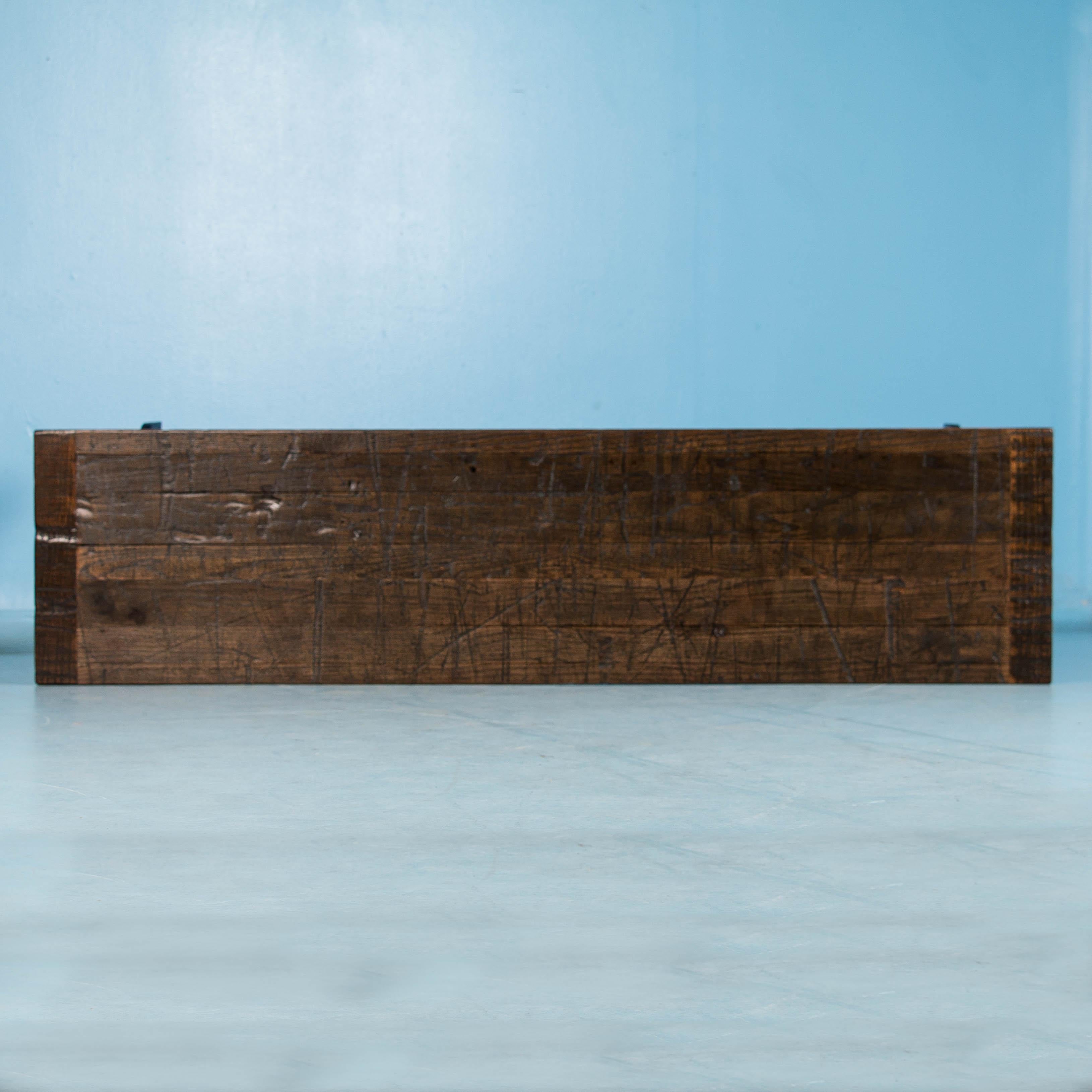20th Century American Oak Console Table with Antique Industrial Cast Iron Legs