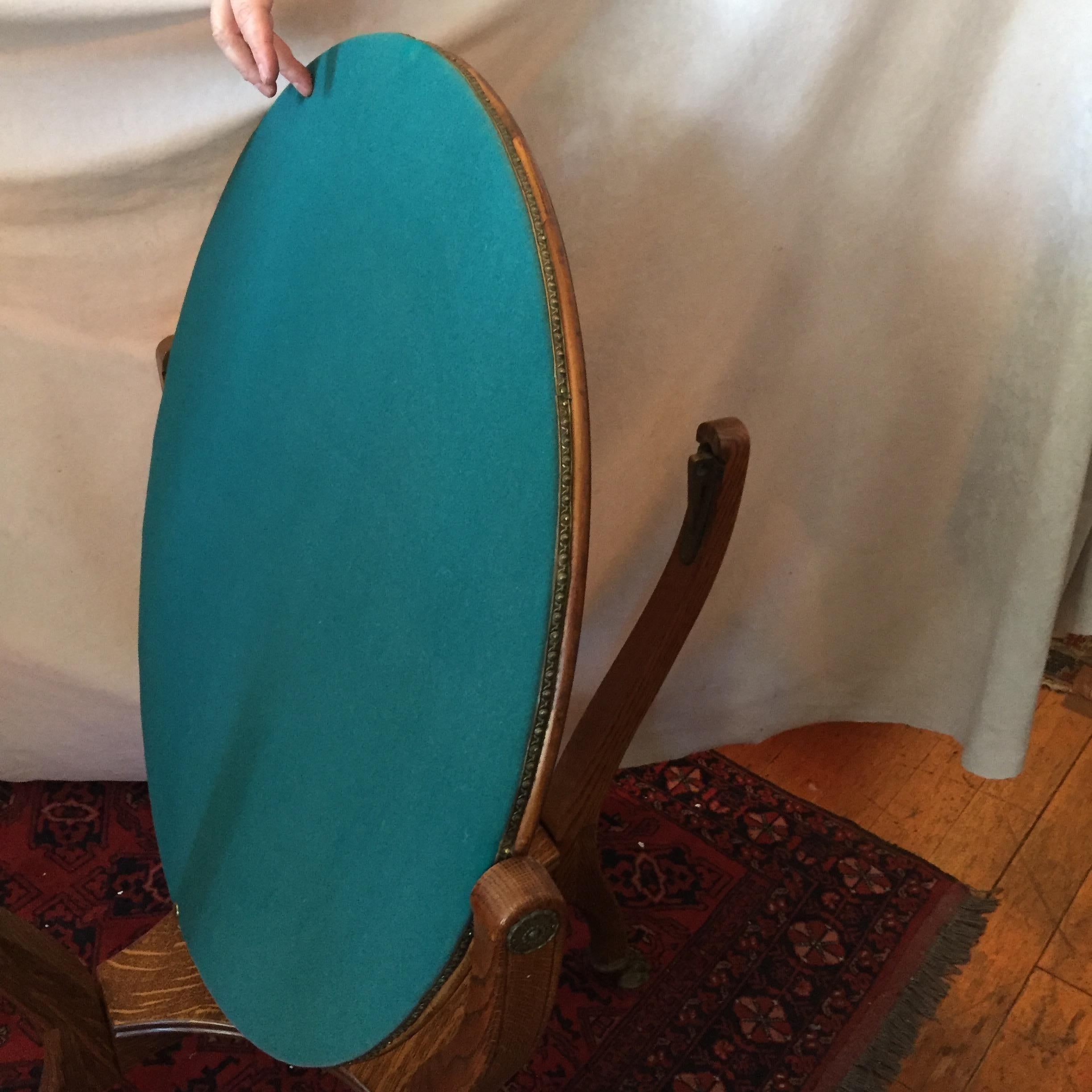 Brass American Oak Round Game Table, Claw Feet, circa 1900