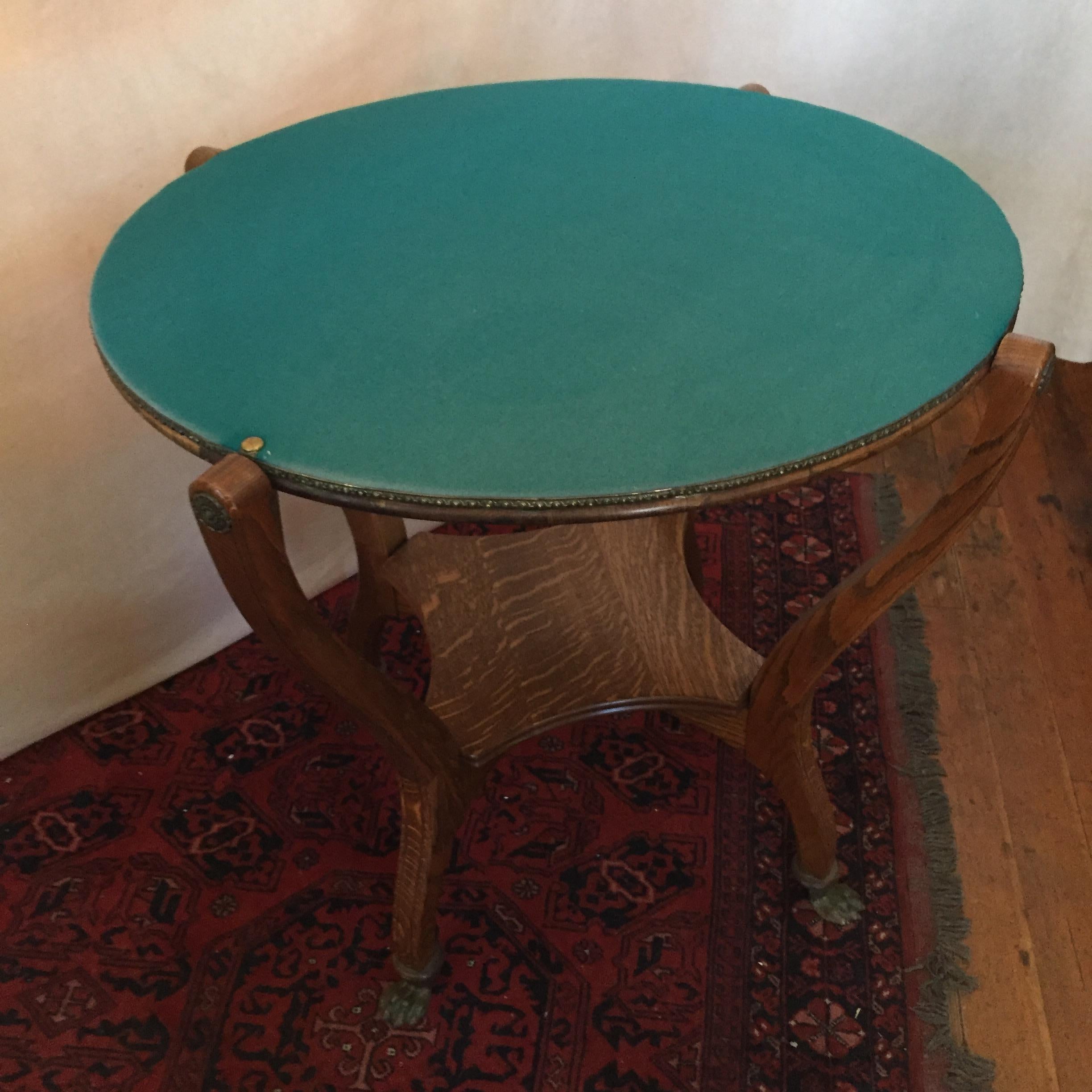 American Oak Round Game Table, Claw Feet, circa 1900 1